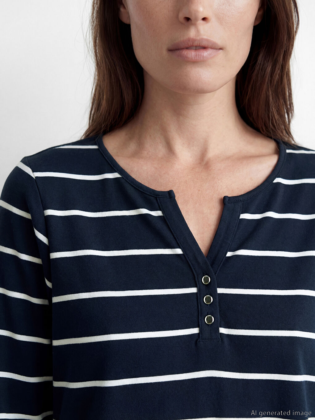 Bluză Vărgată cu Decolteu în V-2