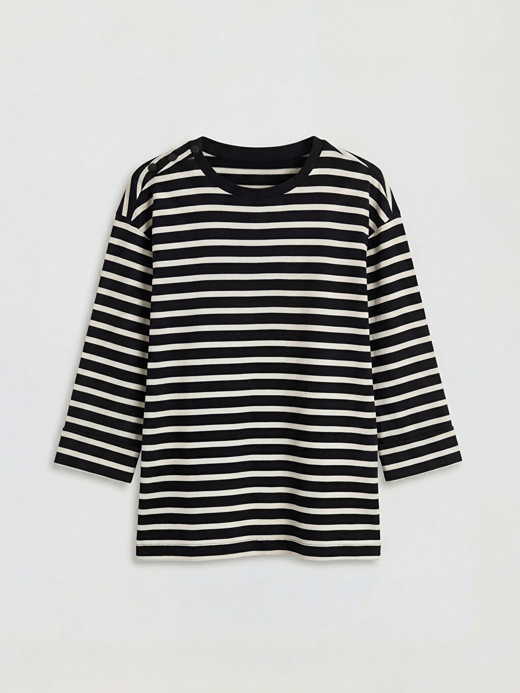 Bluză Vărgată cu Guler Rotund-4