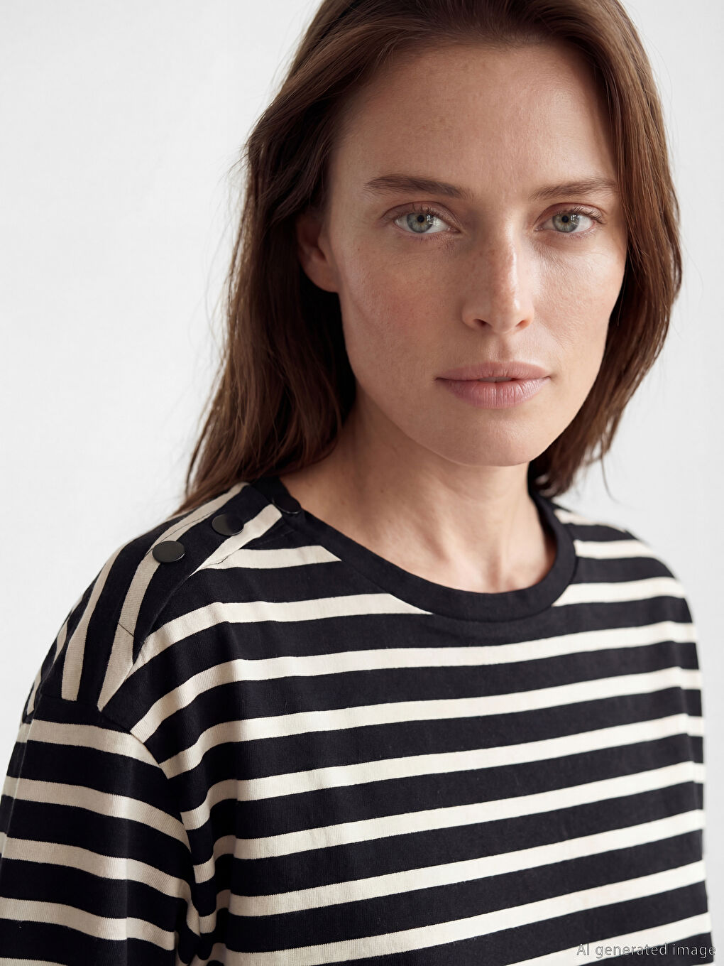 Bluză Vărgată cu Guler Rotund-2