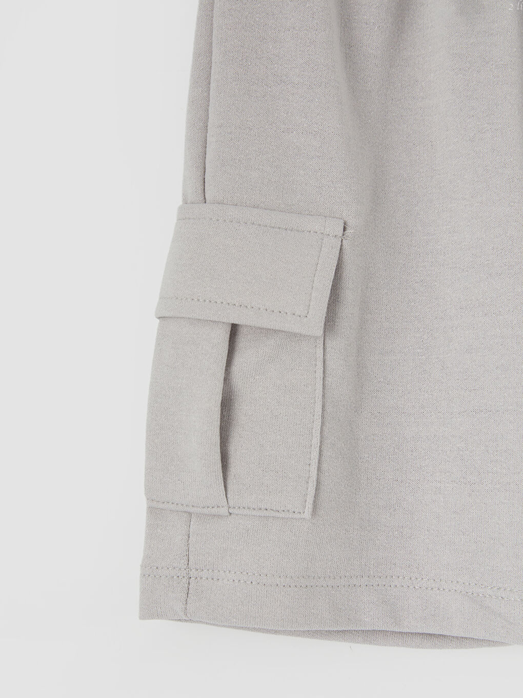 Gri Standart Kalıp Erkek Çocuk Kargo Cepli Şort-2
