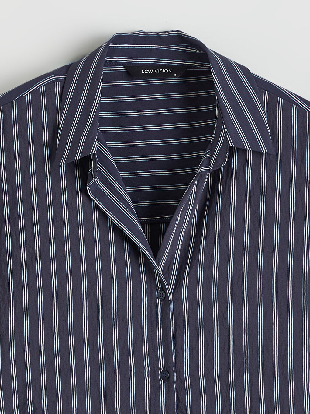 Lacivert Çizgili Oversize Kadın Gömlek-5