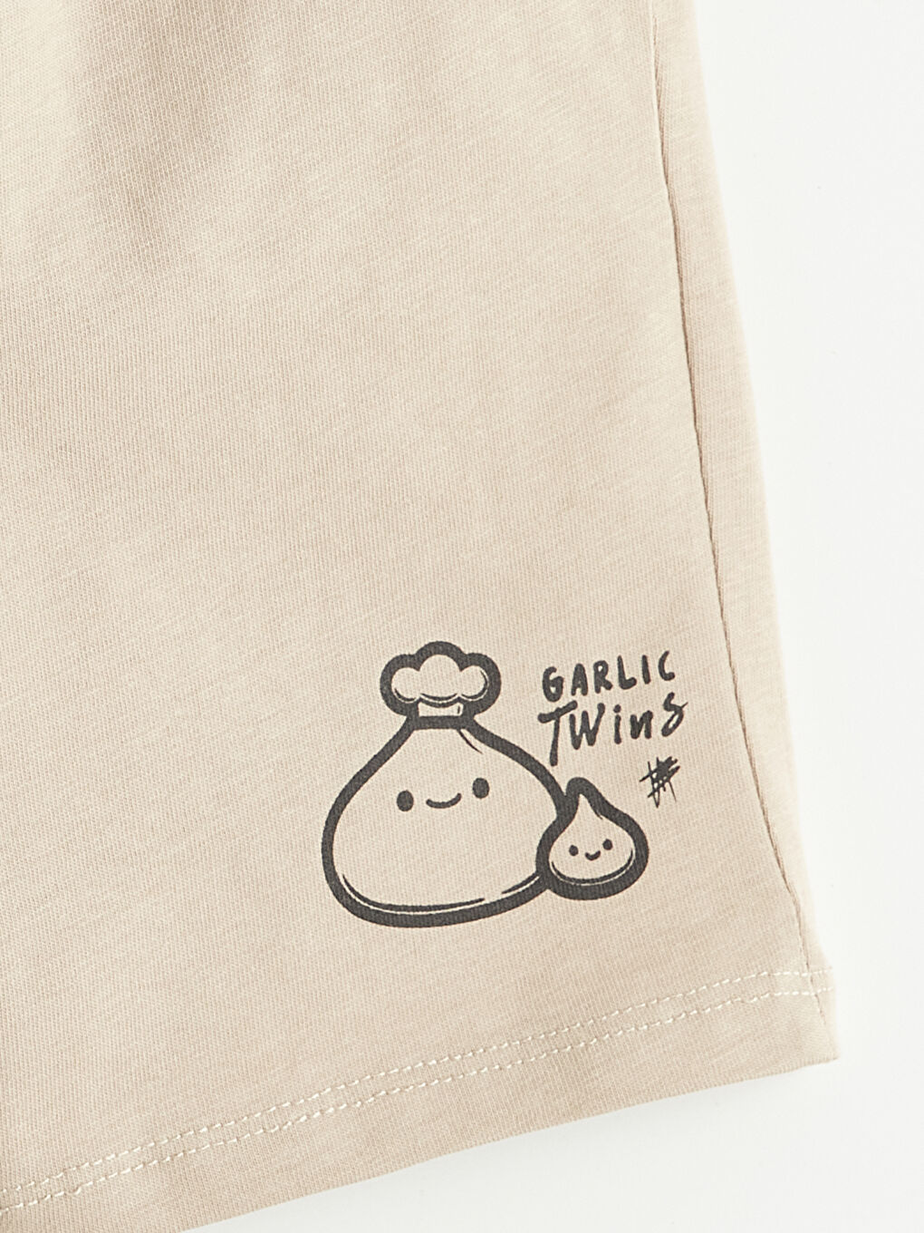 Bej Erkek Çocuk Baskılı Şort-1