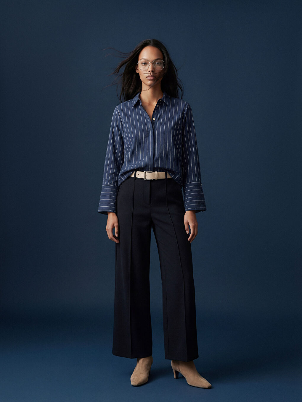 Женская полосатая рубашка-туника-1