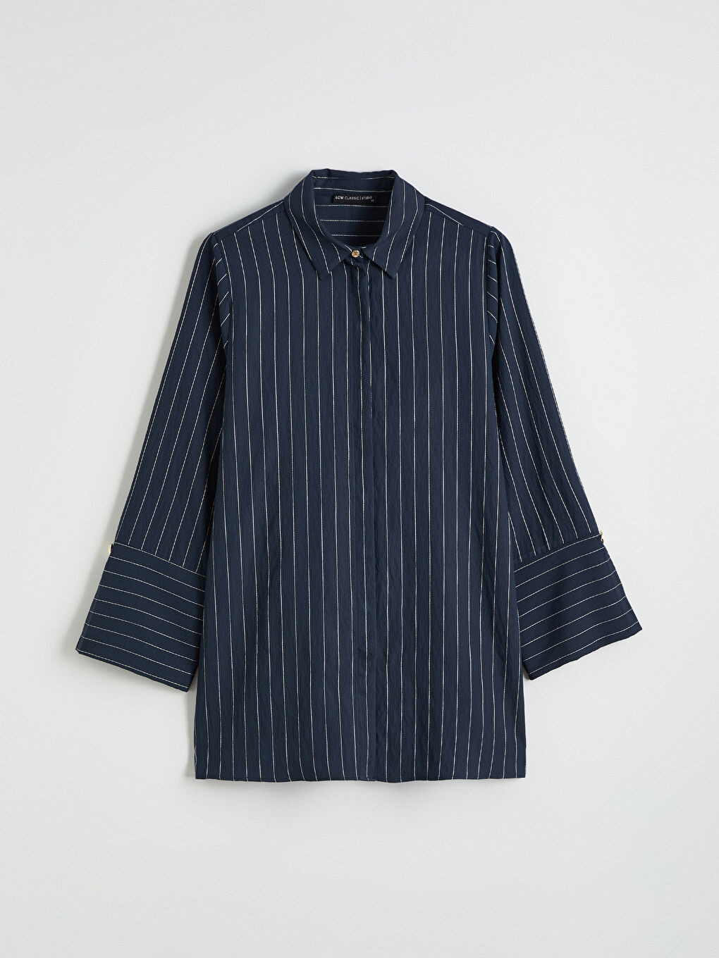 Lacivert Çizgili Kadın Gömlek Tunik