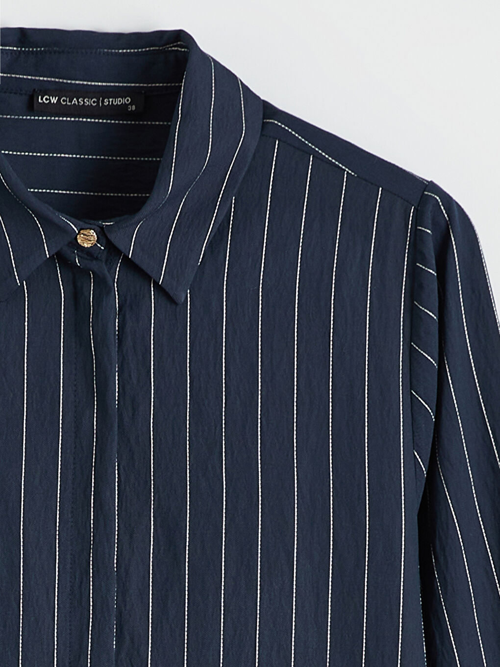 Lacivert Çizgili Kadın Gömlek Tunik-1