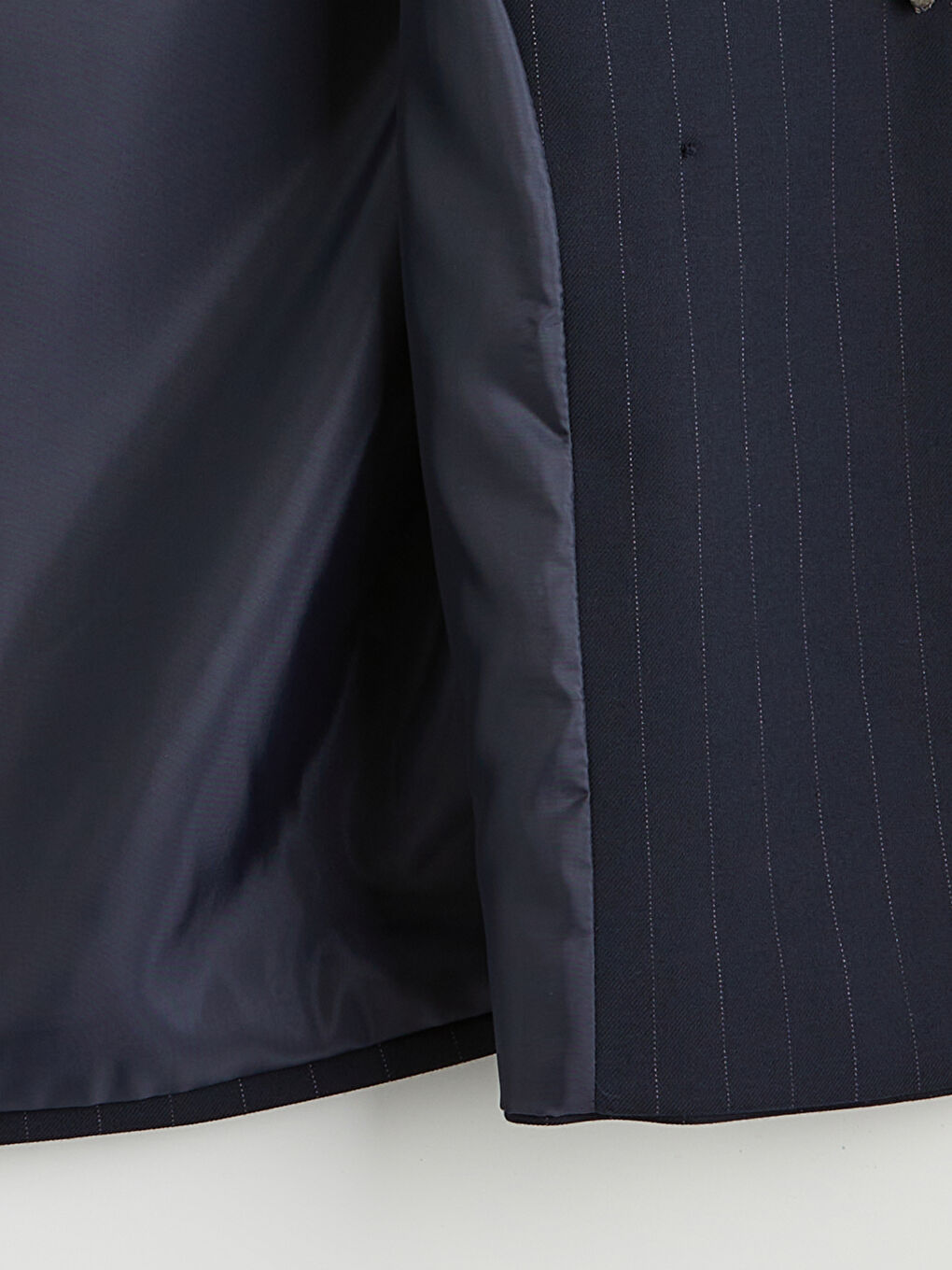 Lacivert Kruvaze Yaka Çizgili Kadın Klasik Yelek-1