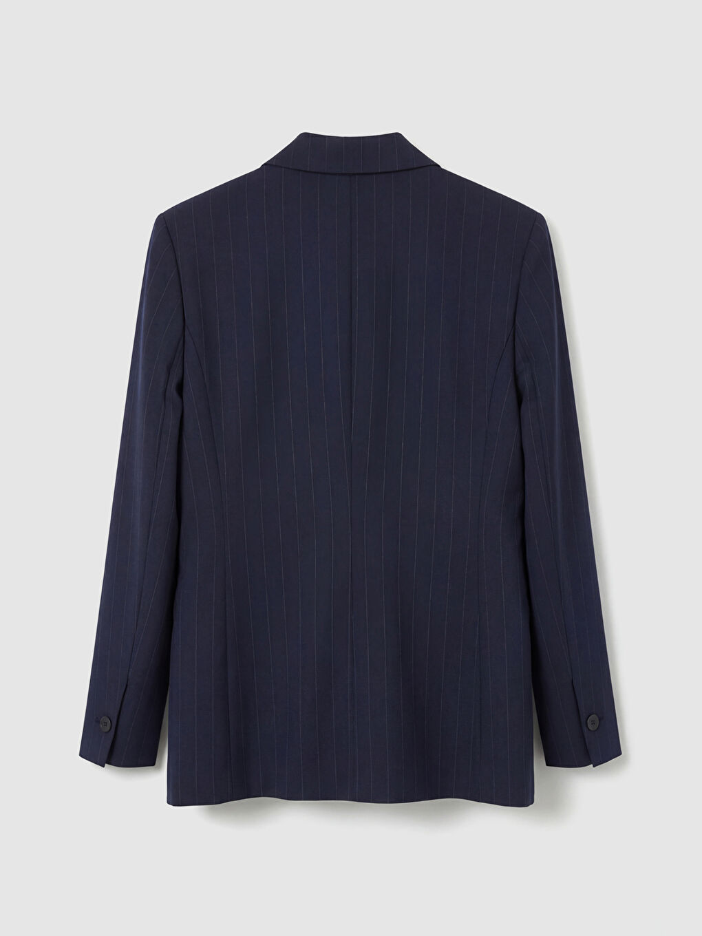 Lacivert Kruvaze Yaka Çizgili Kadın Blazer Ceket-6