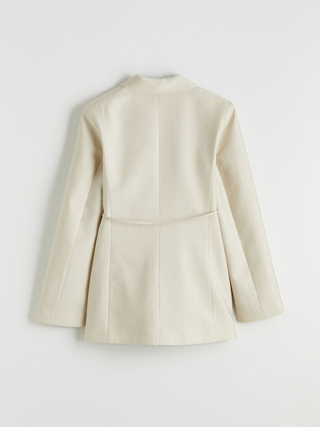 Bej Kuşaklı Kadın Blazer Ceket-3