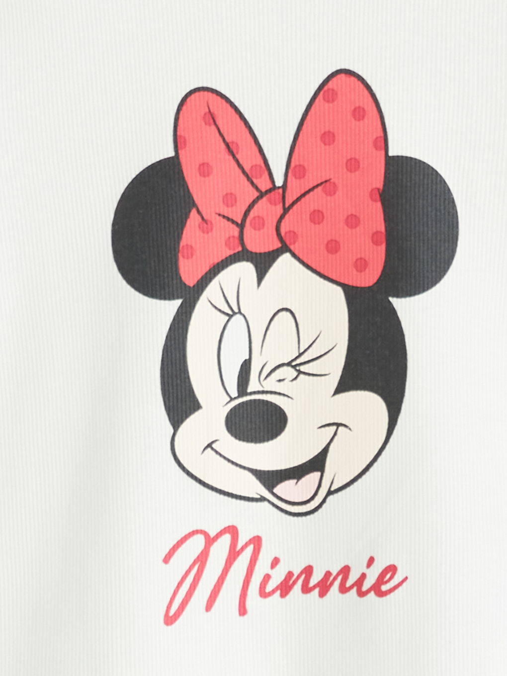 Ekru Minnie Mouse Baskılı Kız Çocuk Tişört ve Tayt-2