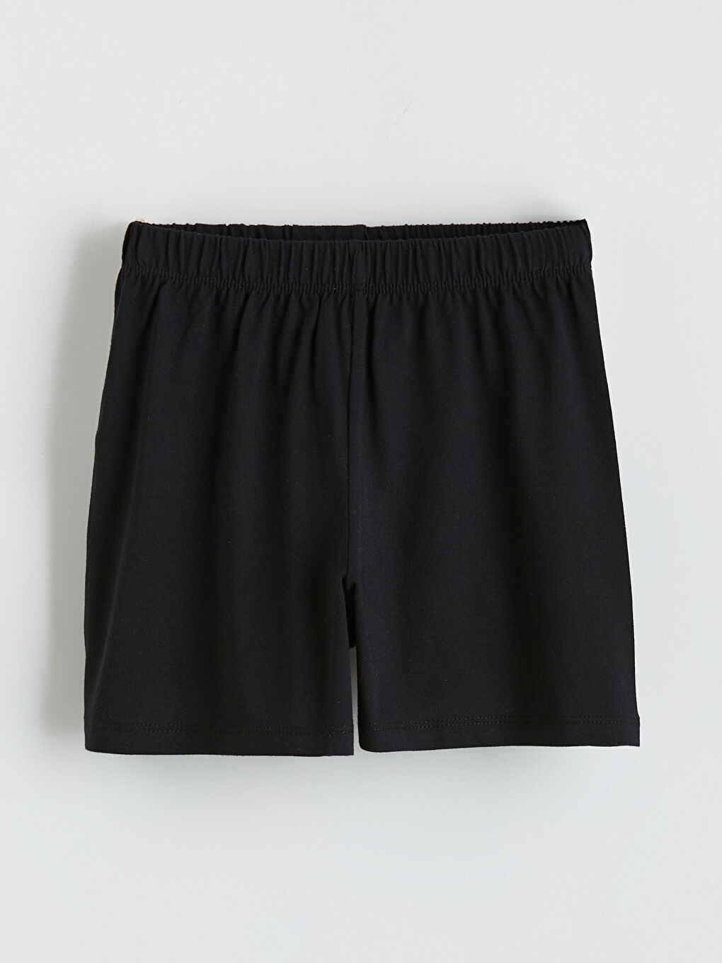 Siyah Bisiklet Yaka Baskılı Kız Çocuk Tişört ve Şort-4