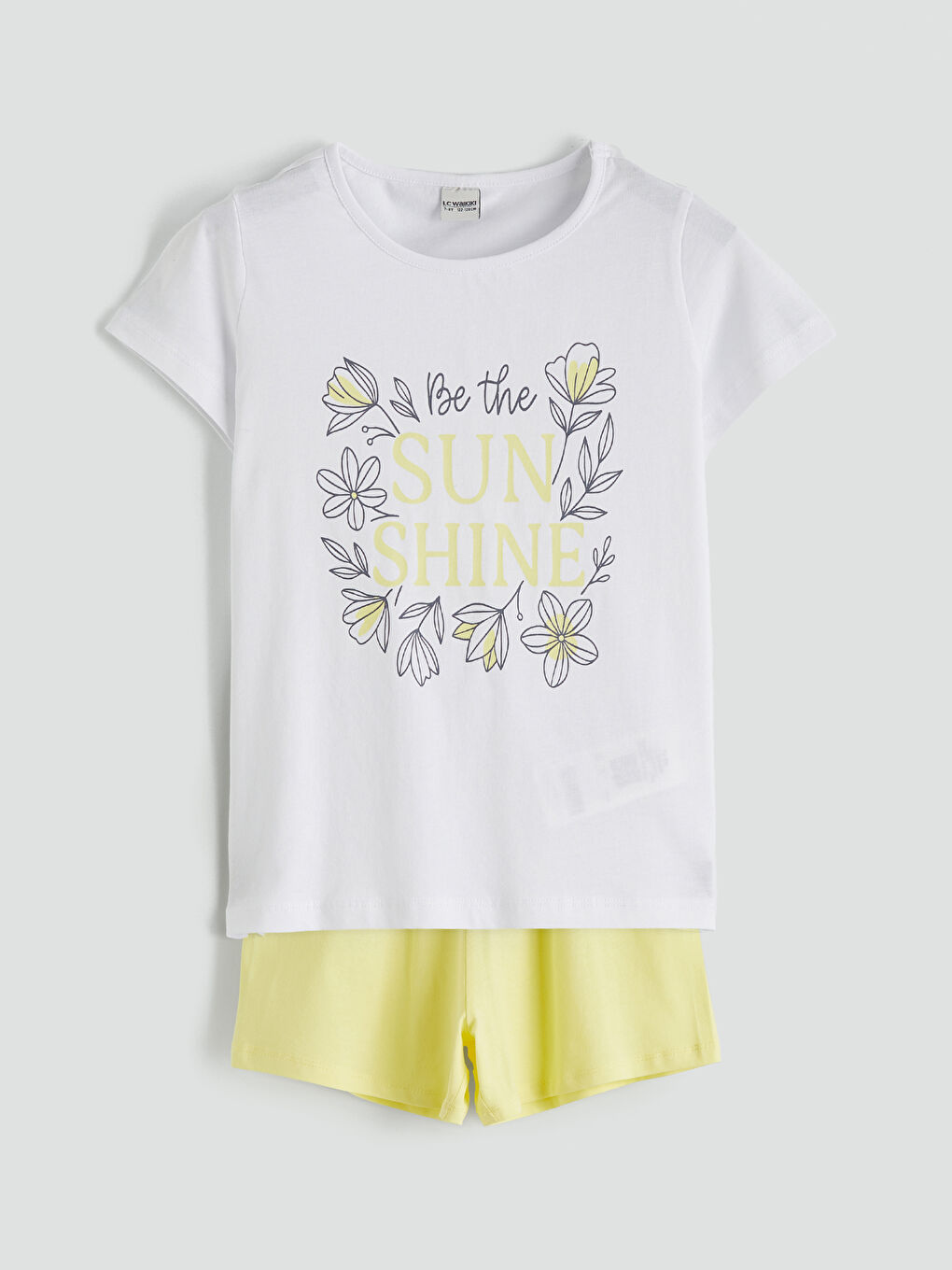 Sarı Kız Çocuk Baskılı Tişört ve Şort