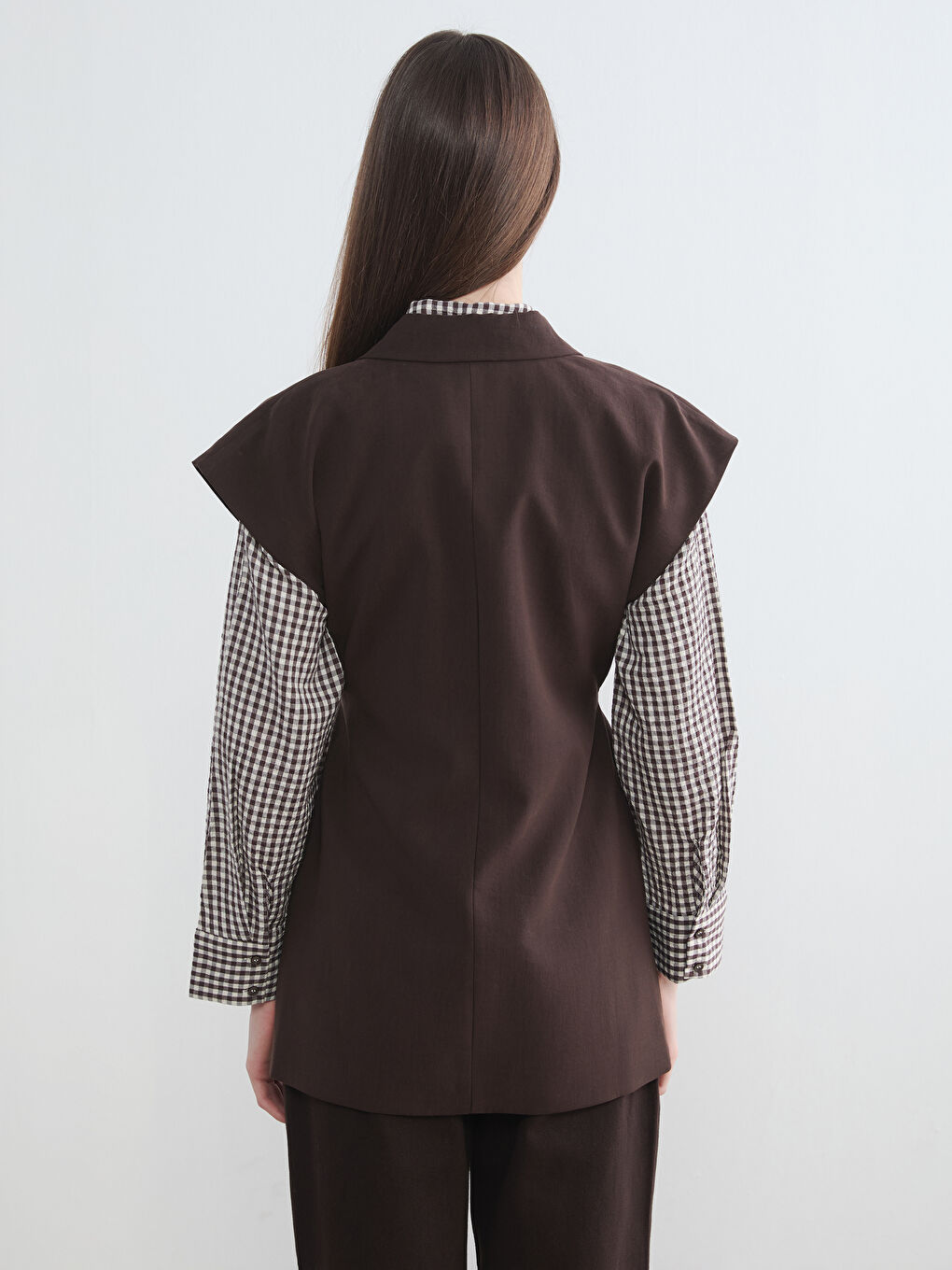 Belted Classic Vest with a Jacket Collar-4