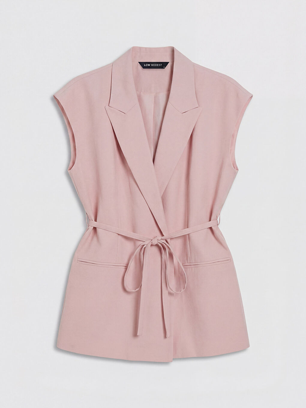 Pembe Kuşaklı Kadın Klasik Yelek
