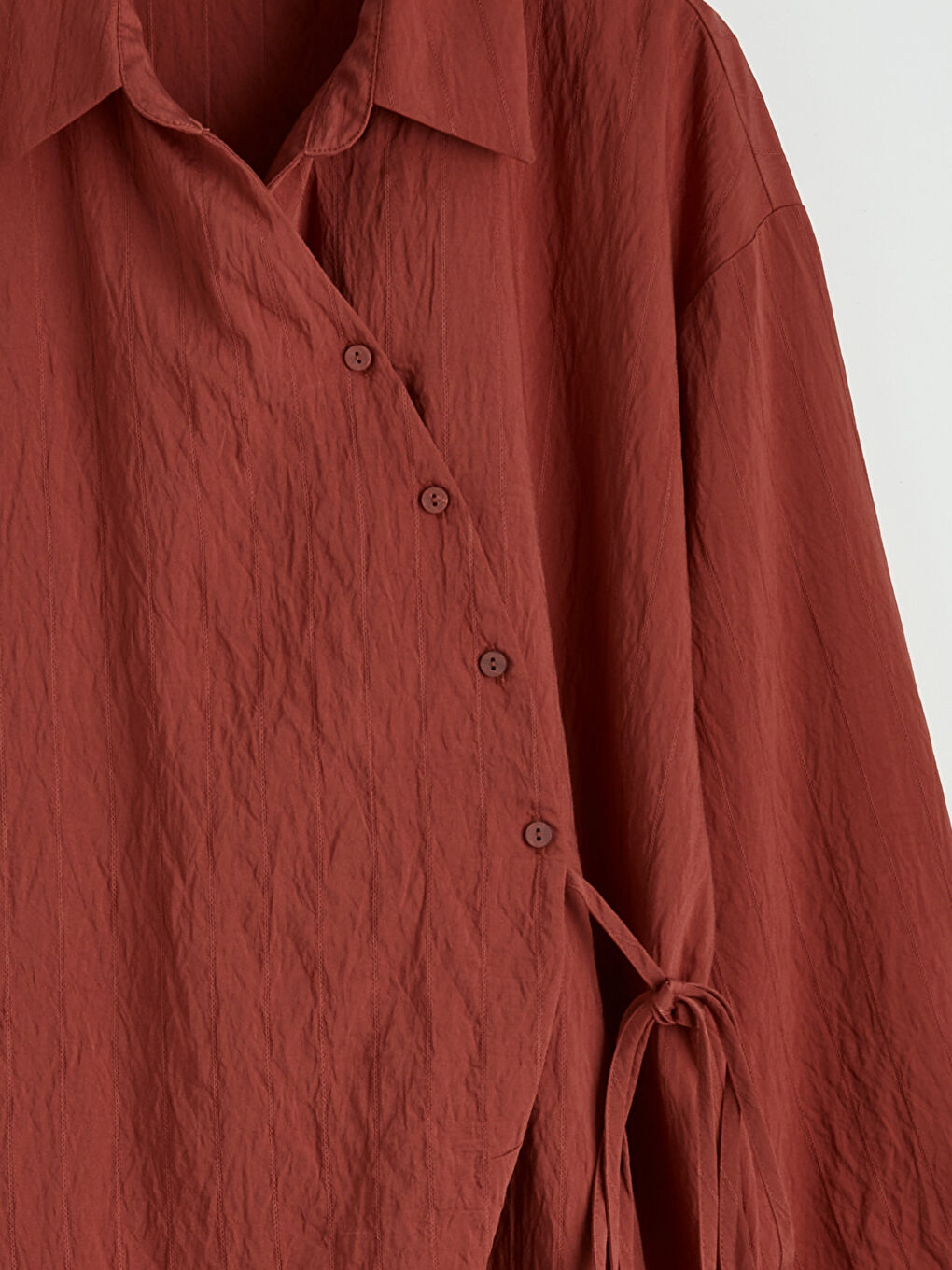 Women's Shirt Tunic with Tie Detail and Dobby Fabric-6