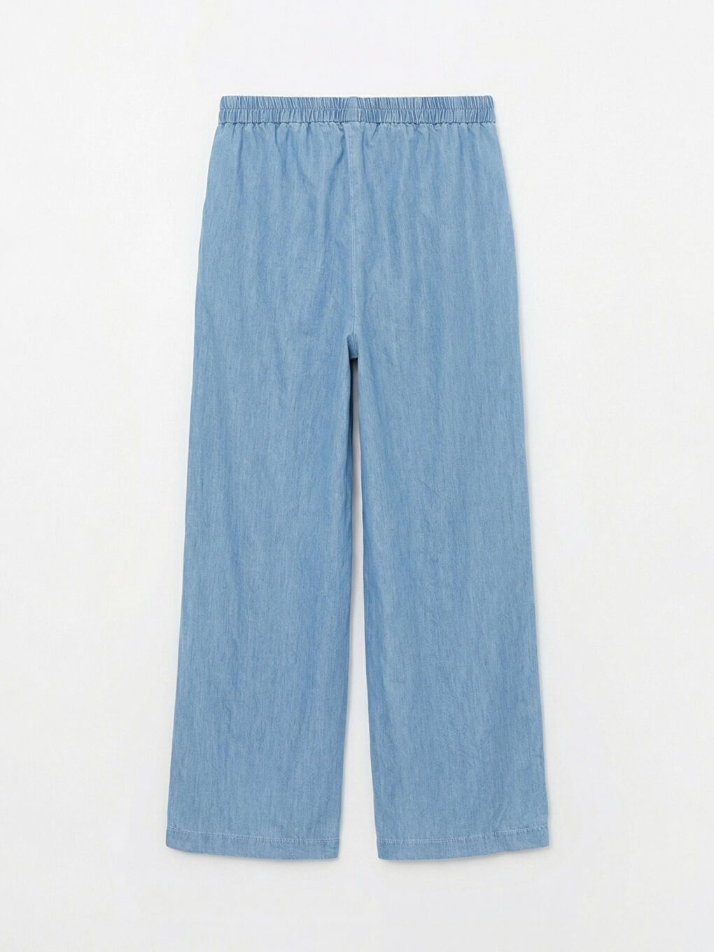 İndigo Beli Lastikli Wideleg Kadın Jean Pantolon-5