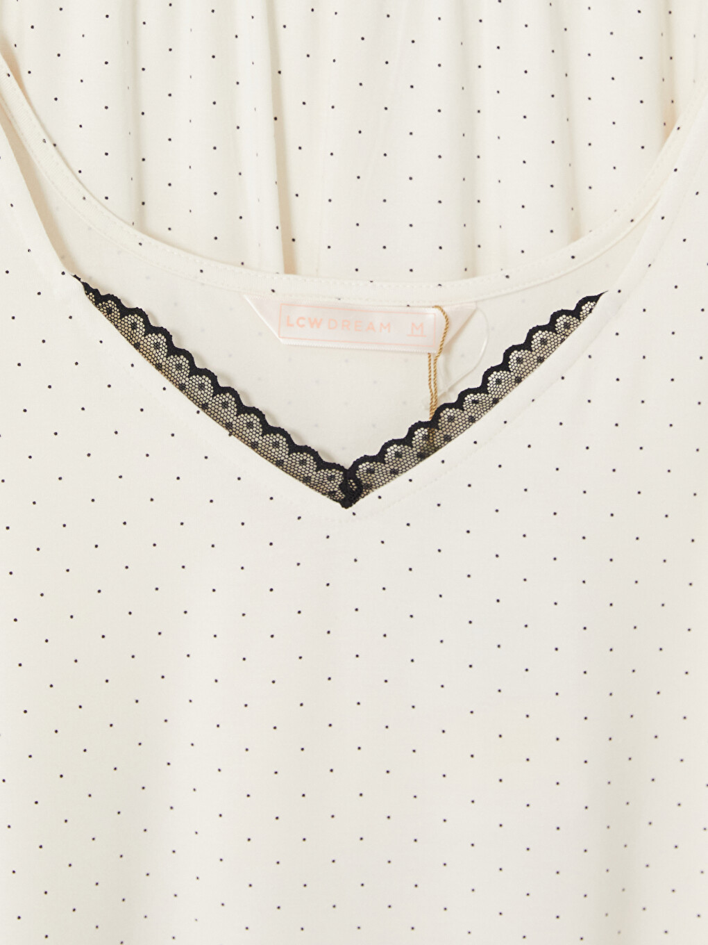 Lace Detailed Polka Dot Women's Shortie Pyjama Set-6