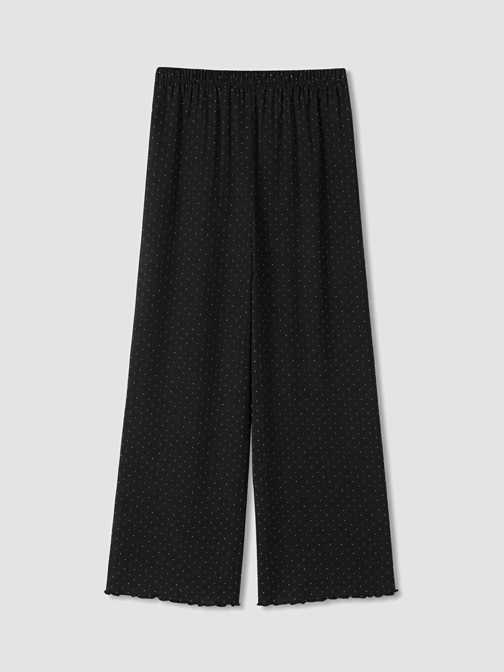 Siyah Puantiyeli Geniş Paça Kadın Pijama Alt-1