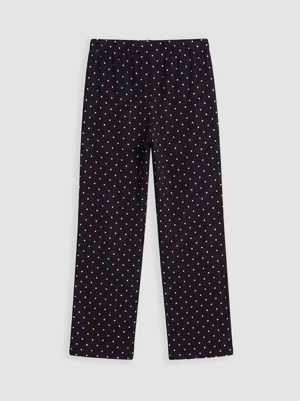Siyah Beli Lastikli Puantiyeli Kadın Pijama Alt-3