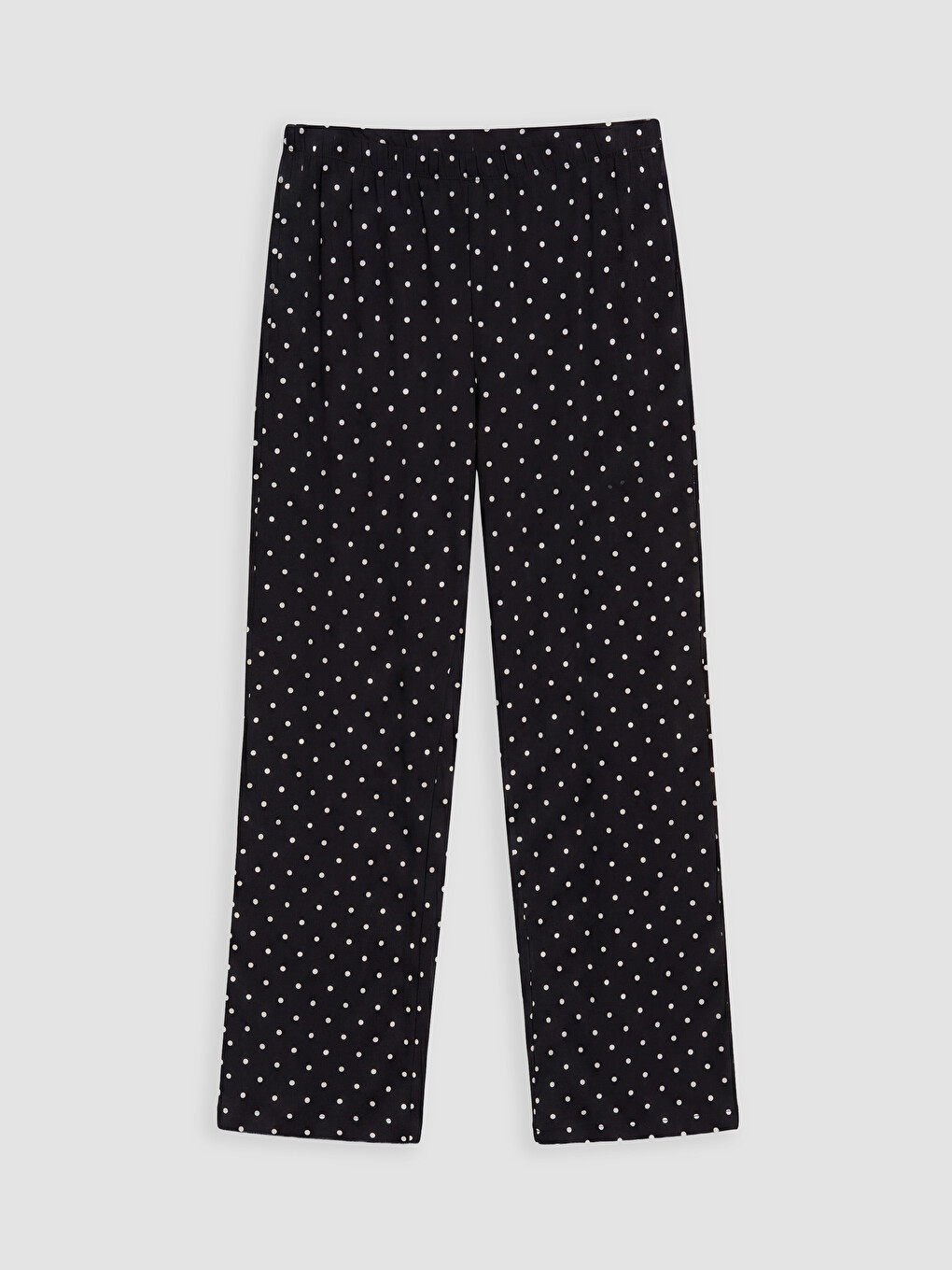 Siyah Beli Lastikli Puantiyeli Kadın Pijama Alt