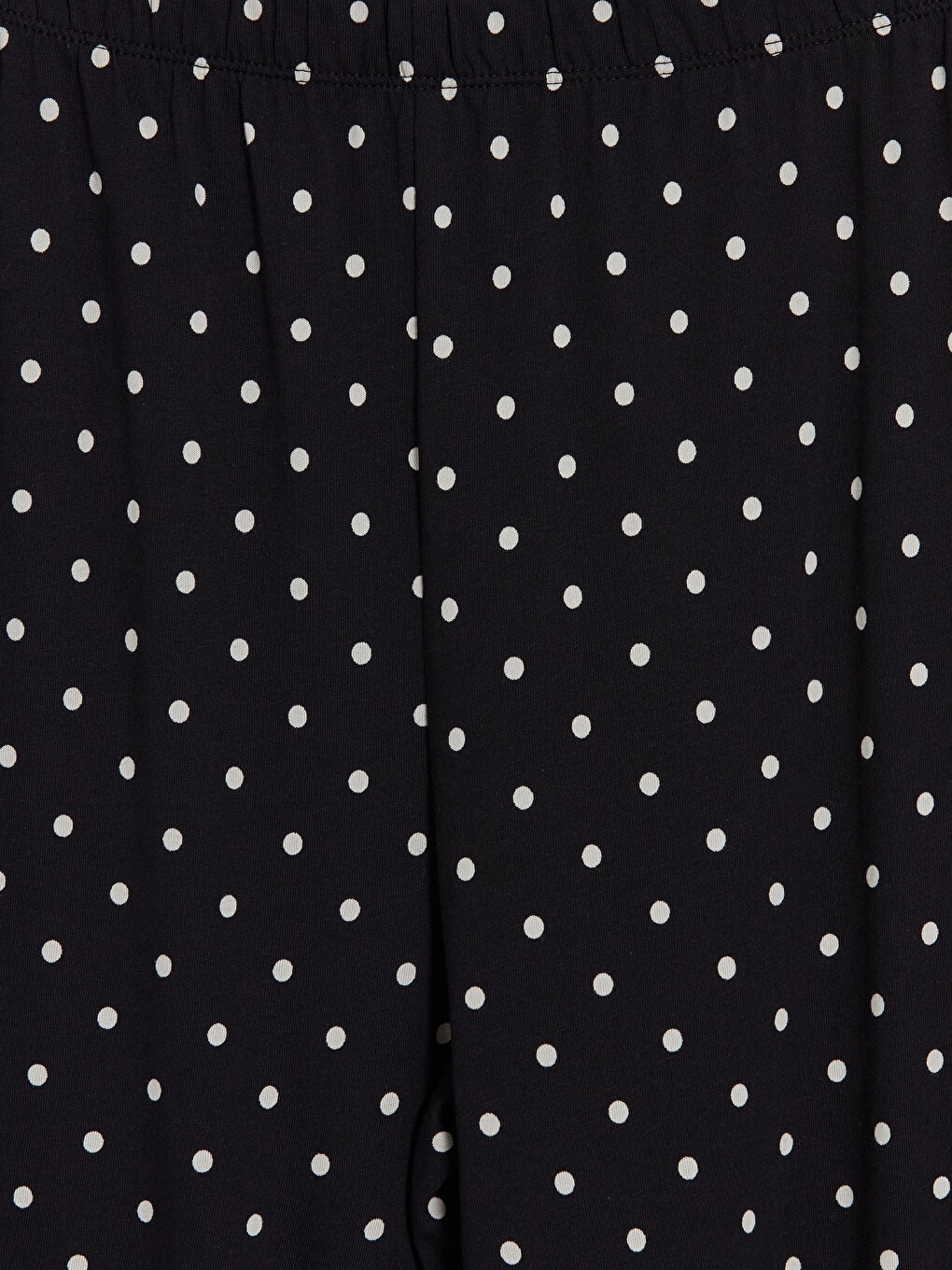 Siyah Beli Lastikli Puantiyeli Kadın Pijama Alt-2