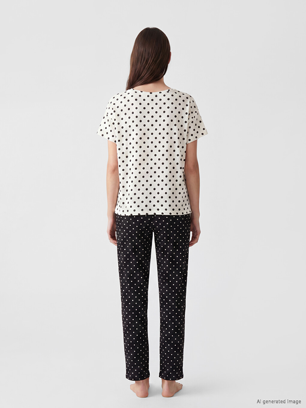 Crew Neck Polka Dot Women's Pyjamas Set-3