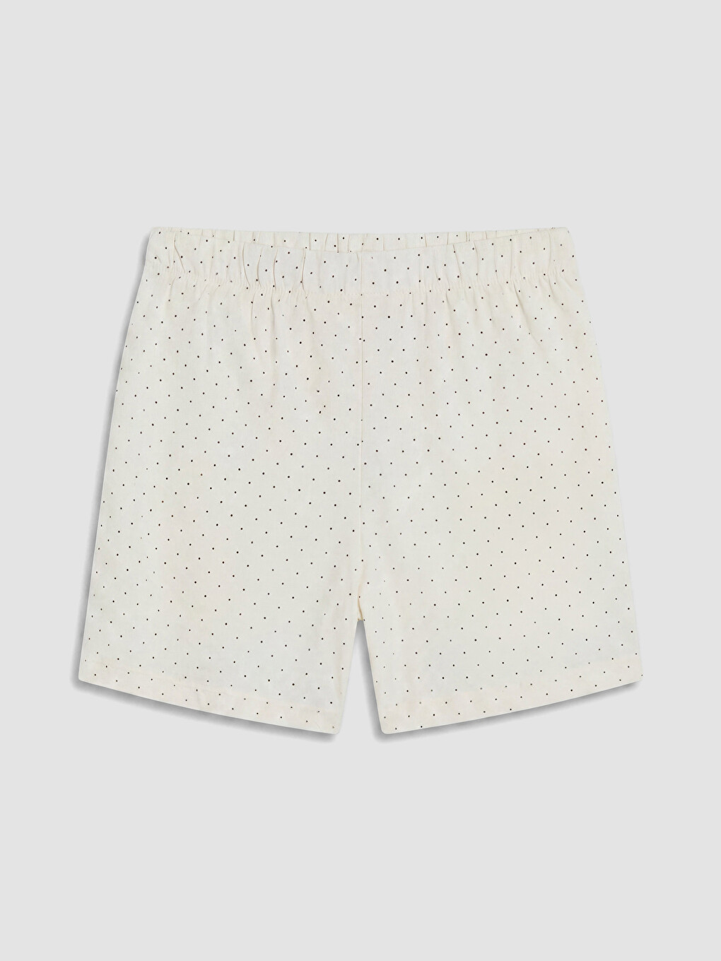 Ekru Gömlek Yaka Puantiyeli Kadın Şortlu Pijama Takımı-4