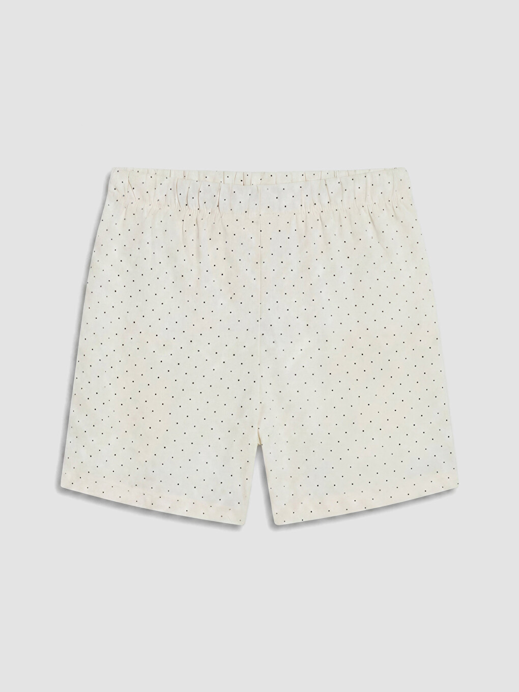 Ekru Gömlek Yaka Puantiyeli Kadın Şortlu Pijama Takımı-6