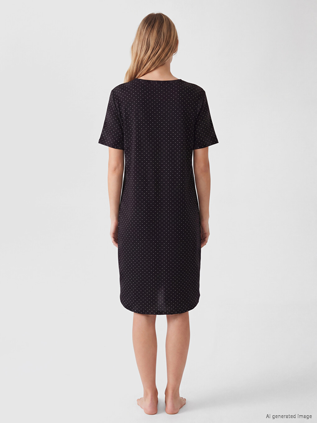 Crew Neck Patterned Women's Nightdress-3
