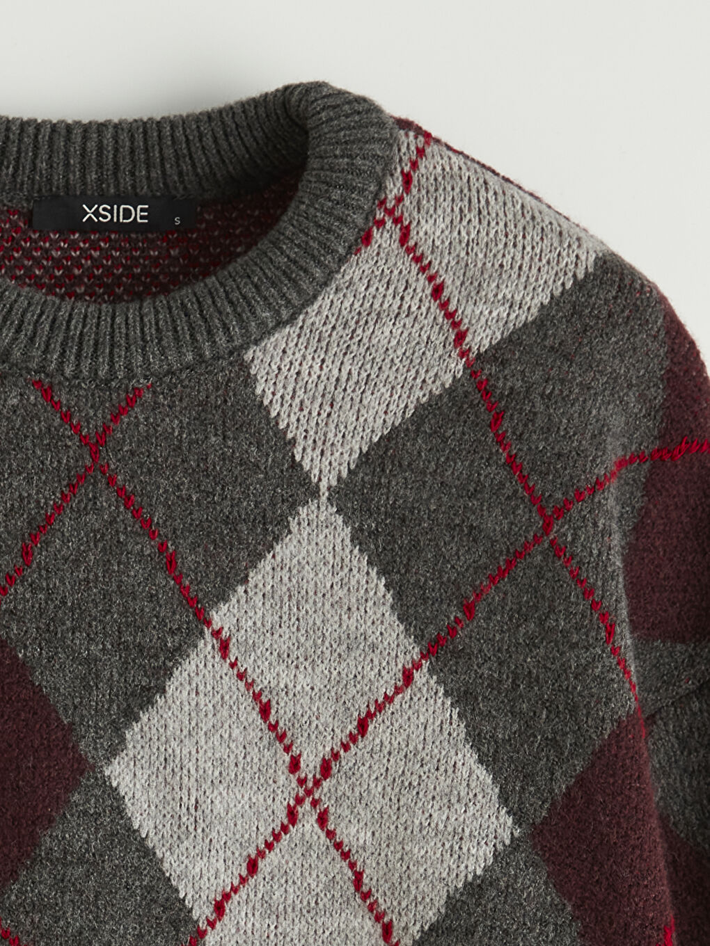 Argyle Oversized Knit Sweater for Women-5