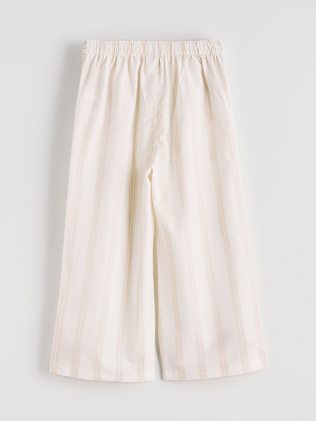 Bej Çizgili Geniş Paça Kız Çocuk Kapri-2