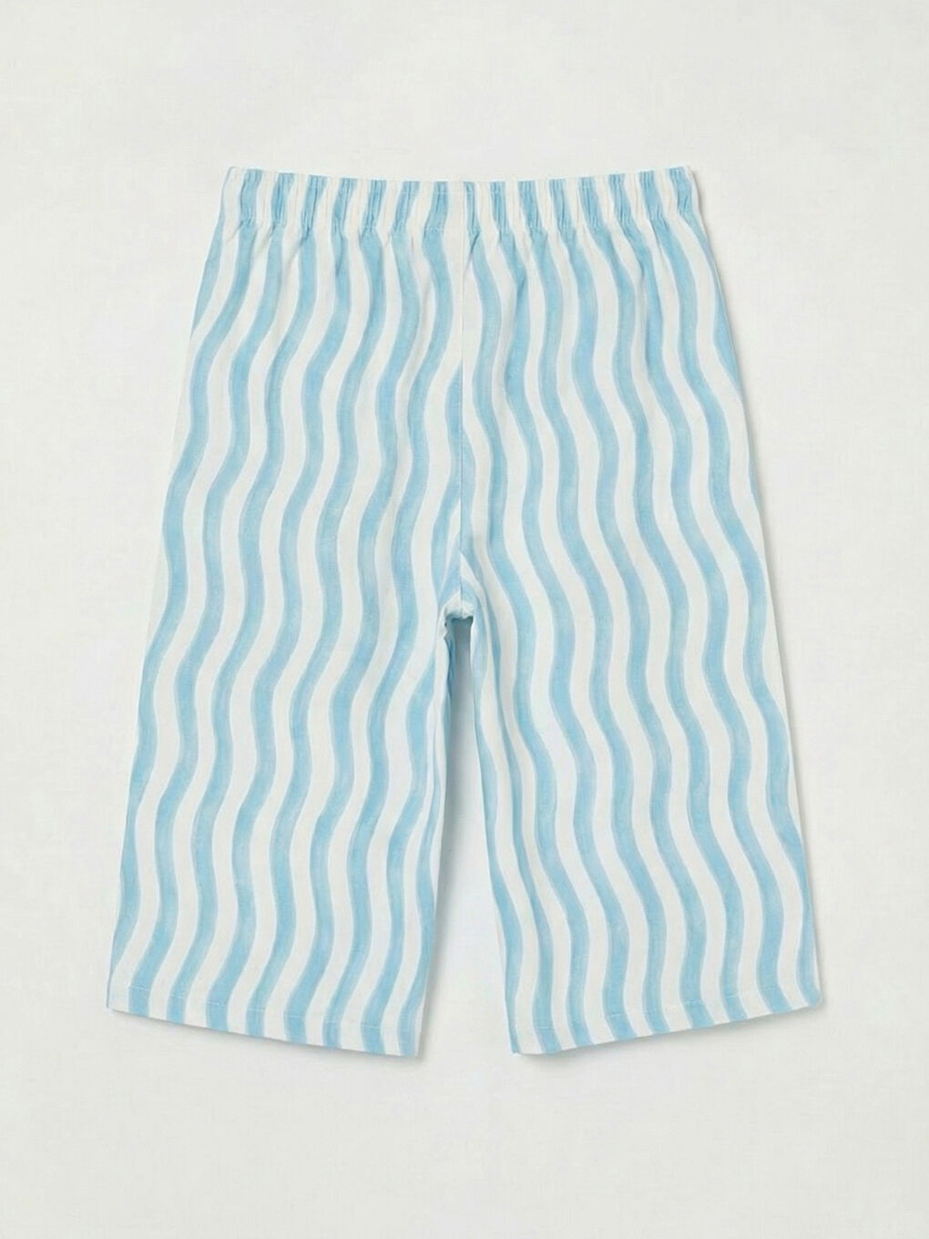 Mavi Çizgili Geniş Paça Kız Çocuk Kapri-1