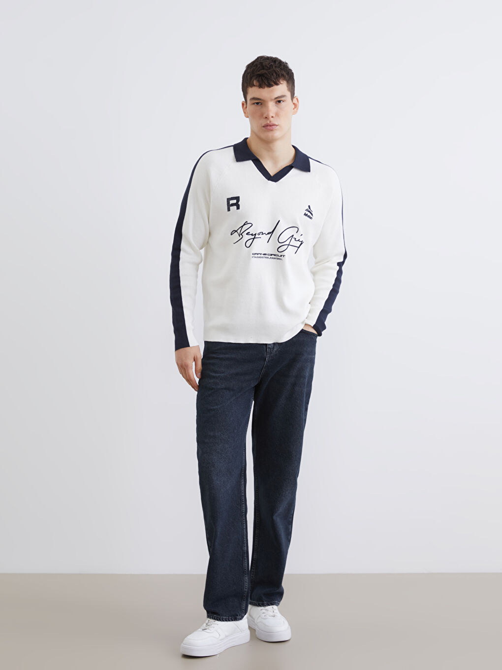 Поло Яка Мъжки Трикотажен Пуловер-1