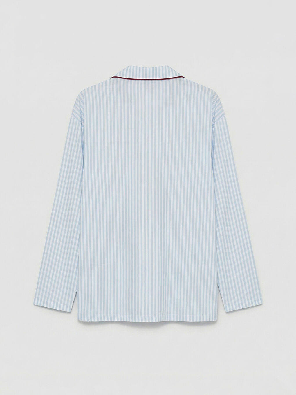 Mavi Gömlek Yaka Çizgili Kadın Pijama Takımı-2