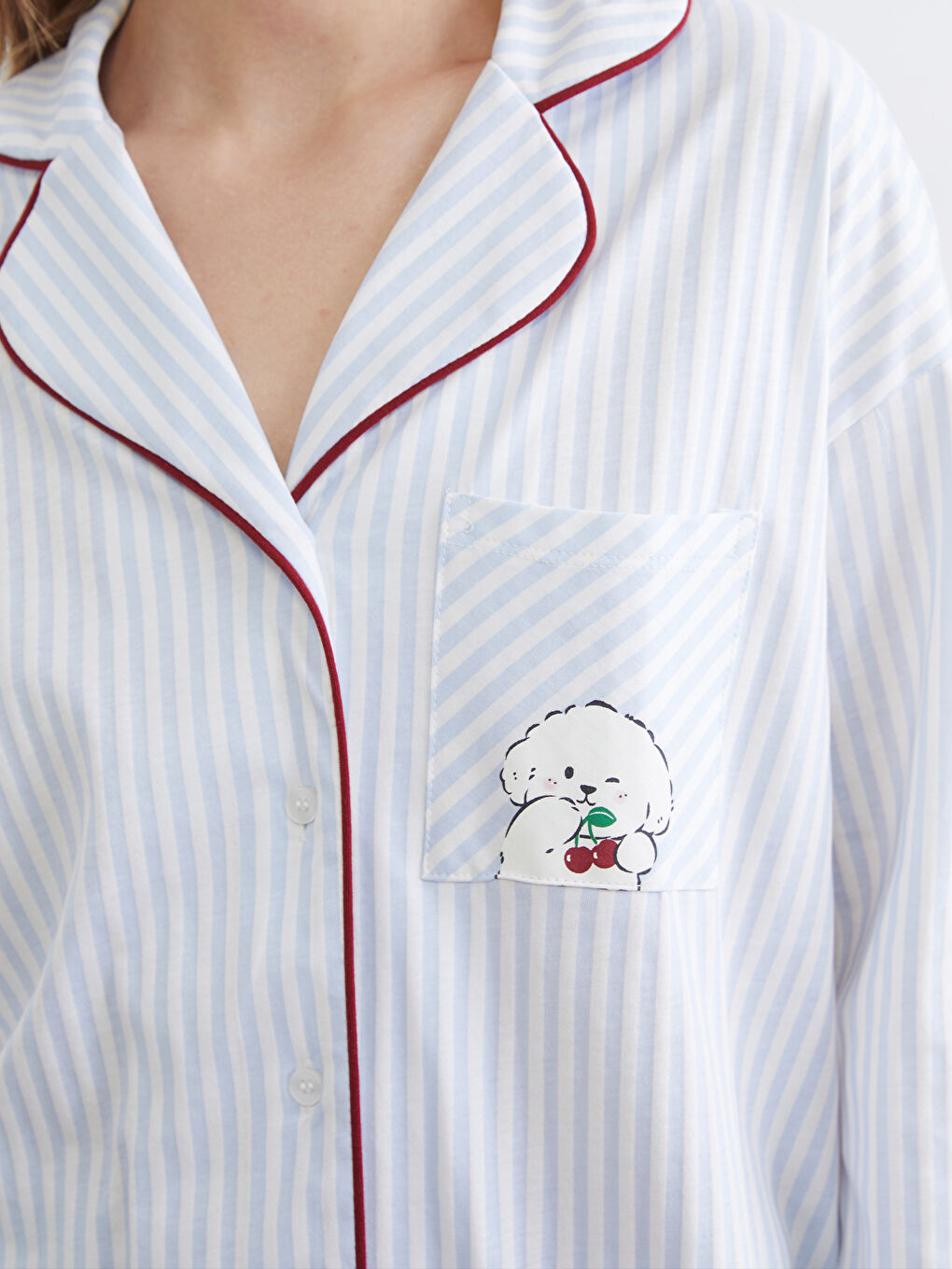 Striped Collar Women's Pajama Set-2