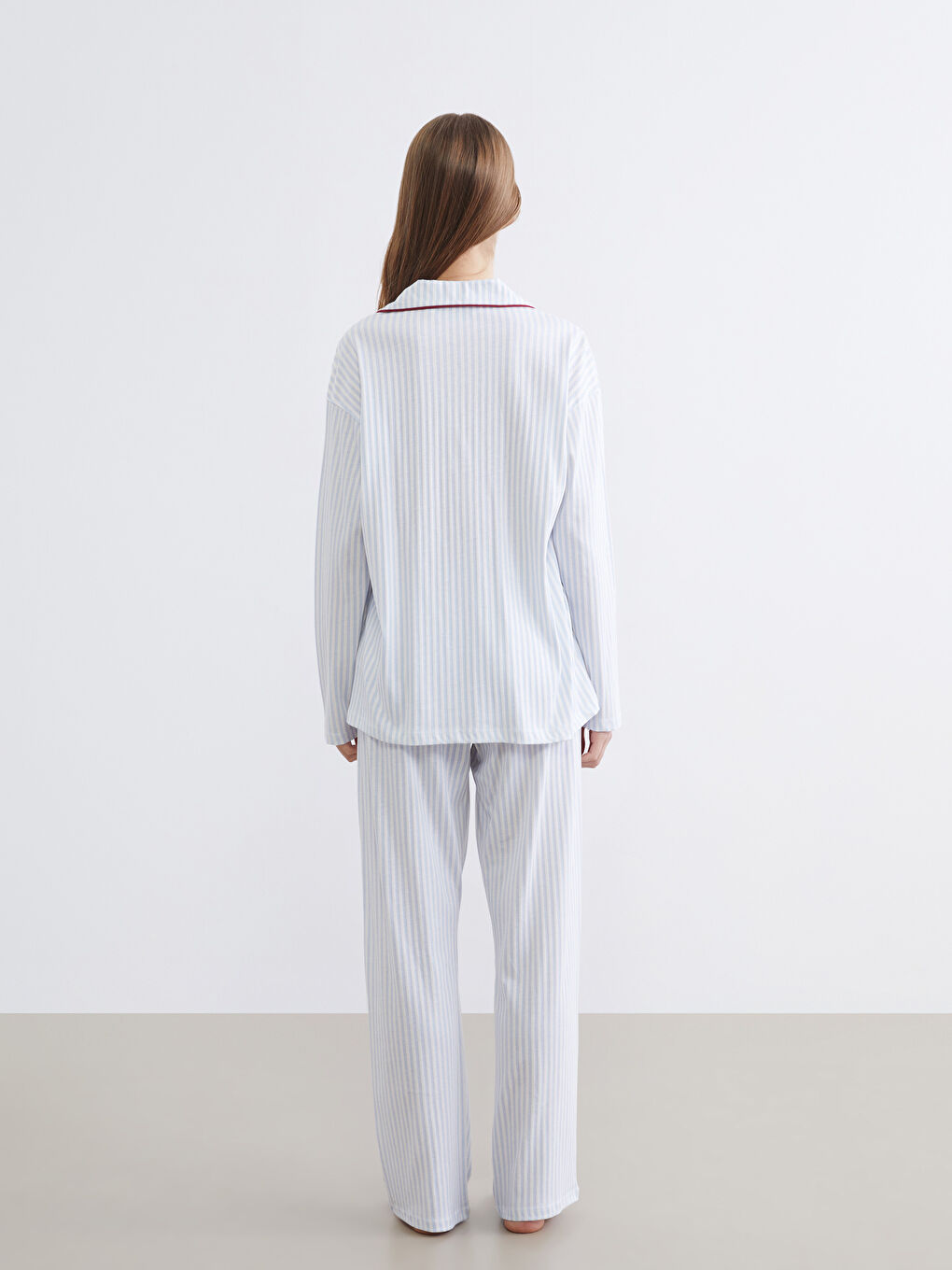 Striped Collar Women's Pajama Set-3