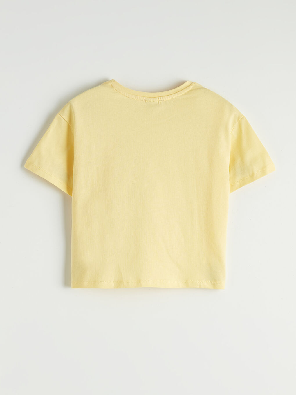 Sarı Bisiklet Yaka Fisto Detaylı Kız Çocuk Tişört-1