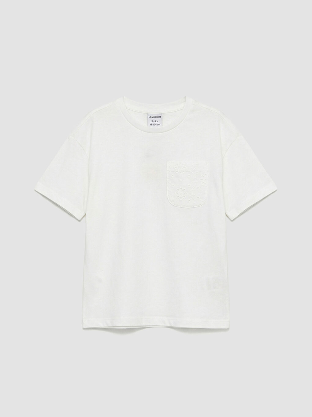 Beyaz Bisiklet Yaka Fisto Detaylı Kız Çocuk Tişört