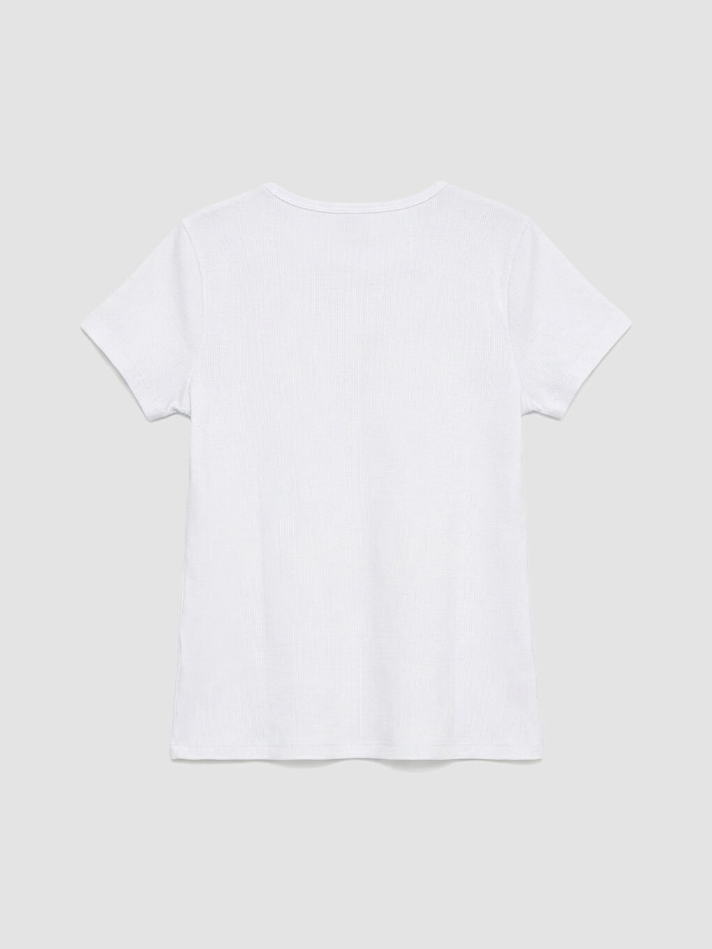 Beyaz Bisiklet Yaka Baskılı Kız Çocuk Tişört-1