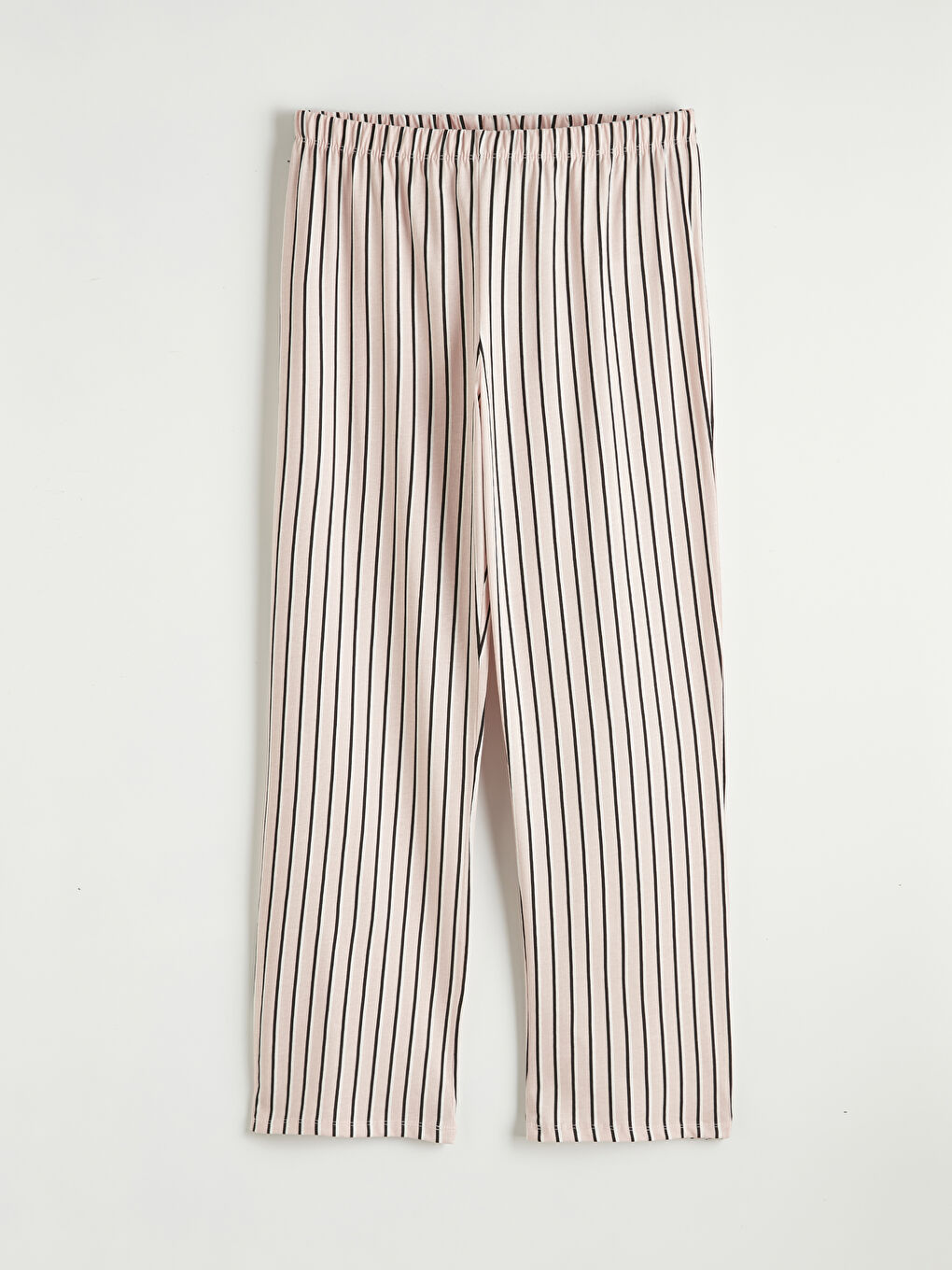 Pembe Beli Lastikli Çizgili Kadın Pijama Altı