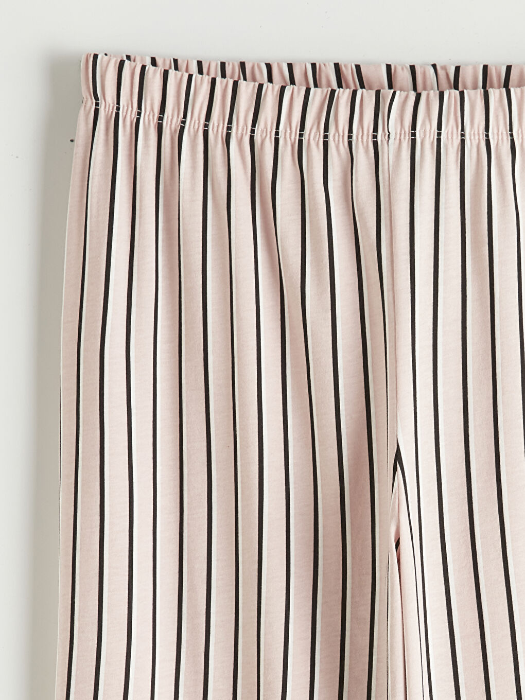 Pembe Beli Lastikli Çizgili Kadın Pijama Altı-1