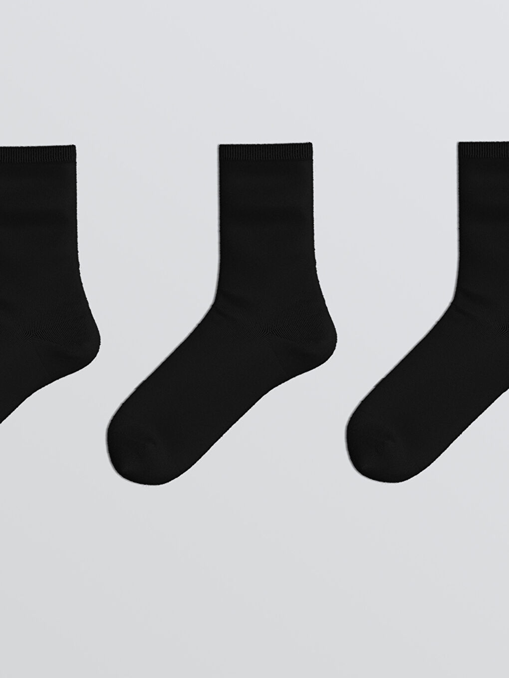 Siyah Kadın Düz Soket Çorap 3'lü-1