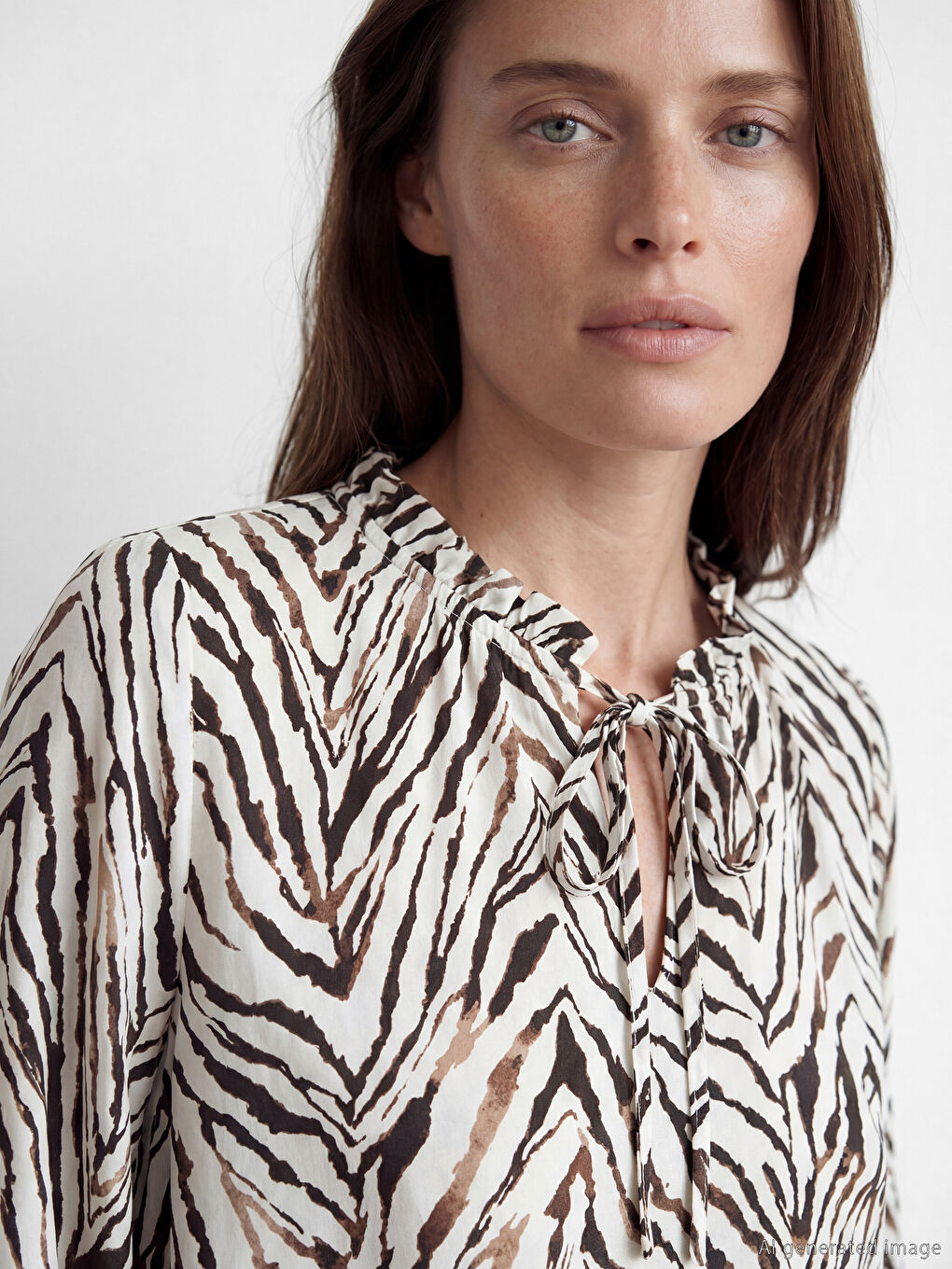 Blouse à motifs à col lavallière pour femme-2