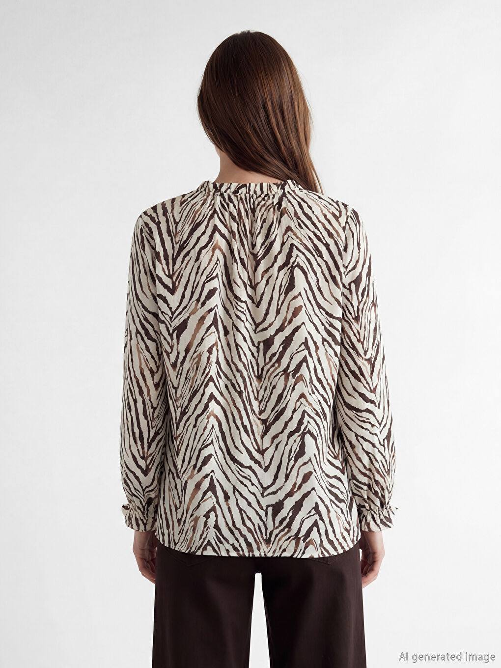 Blouse à motifs à col lavallière pour femme-3