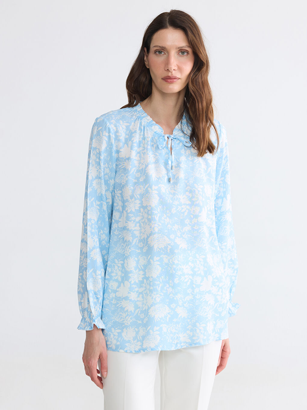 Tie Neck Floral Blouse