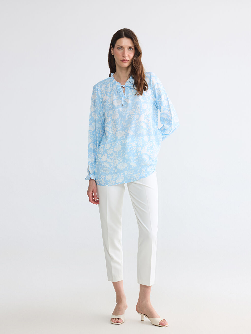Tie Neck Floral Blouse-1