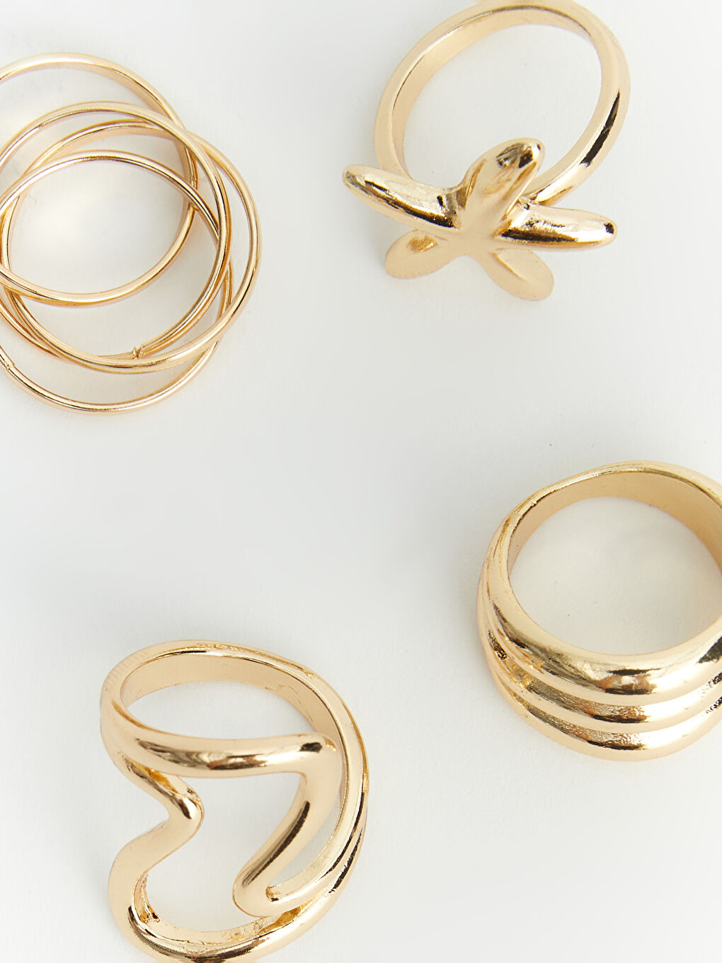 Sarı Kadın Yüzük Seti 4'lü-2