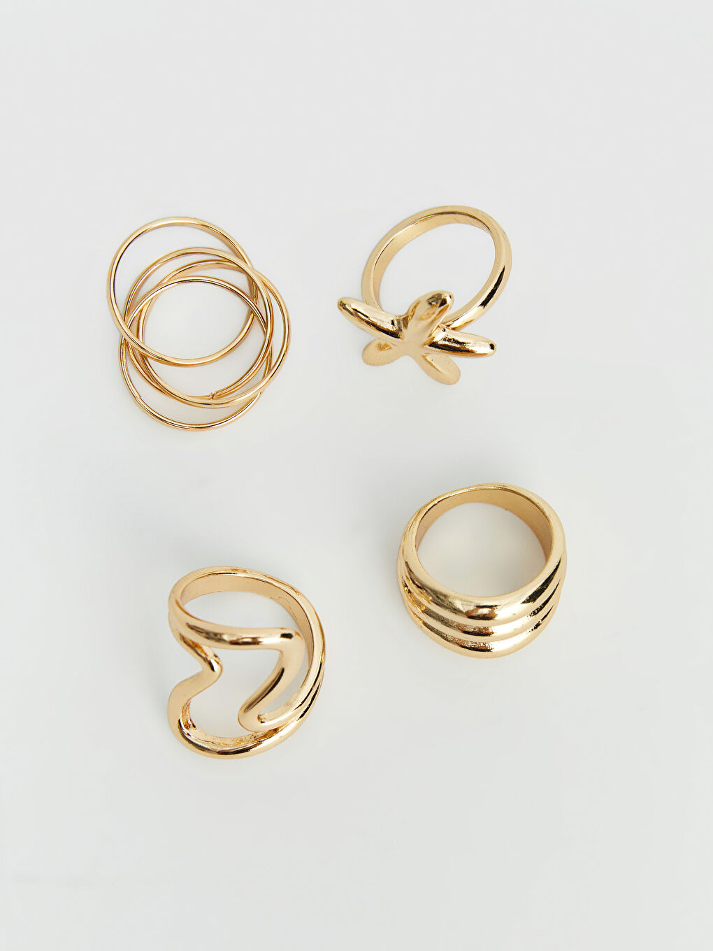 Sarı Kadın Yüzük Seti 4'lü