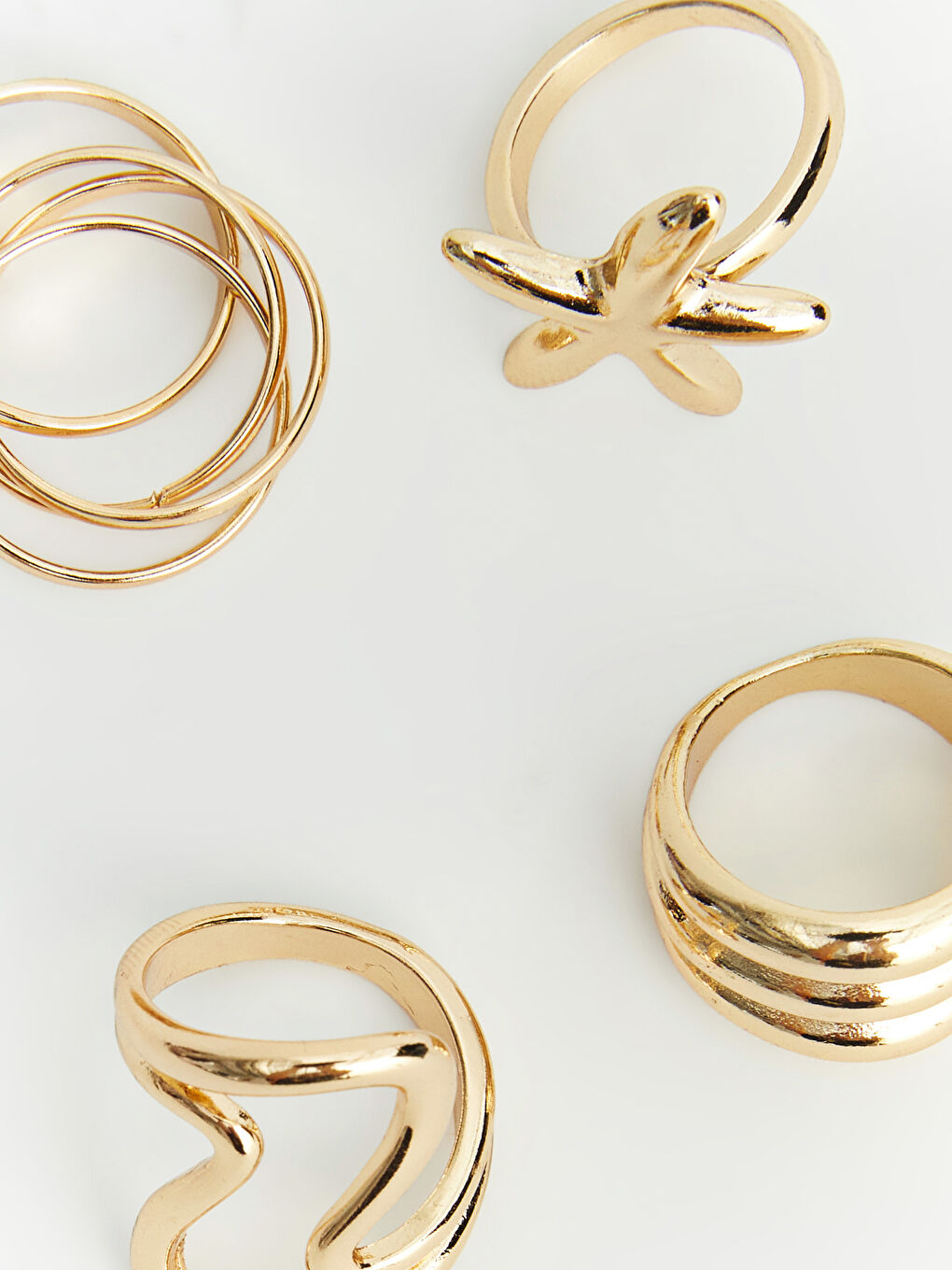 Sarı Kadın Yüzük Seti 4'lü-1