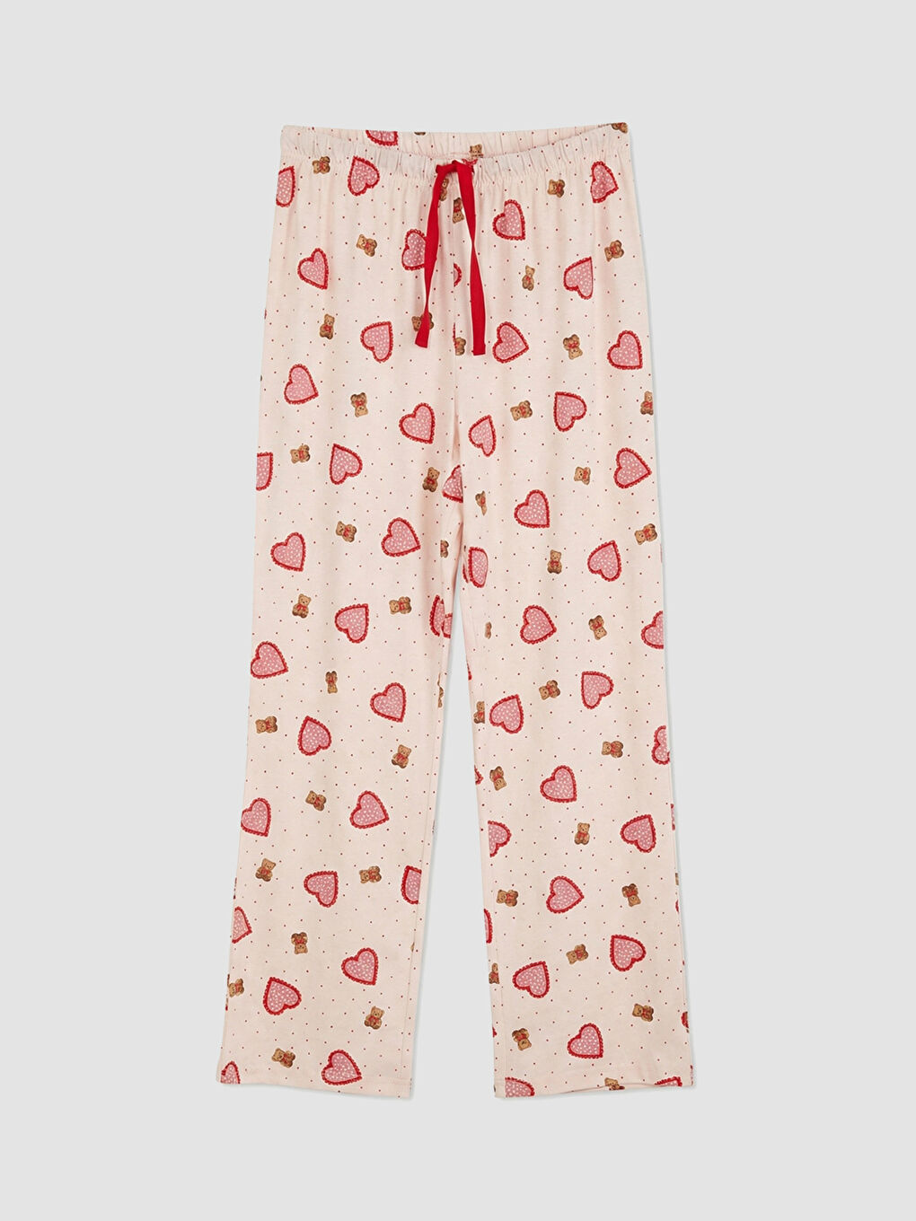 Pembe Gömlek Yaka Desenli Kadın Pijama Takım-3