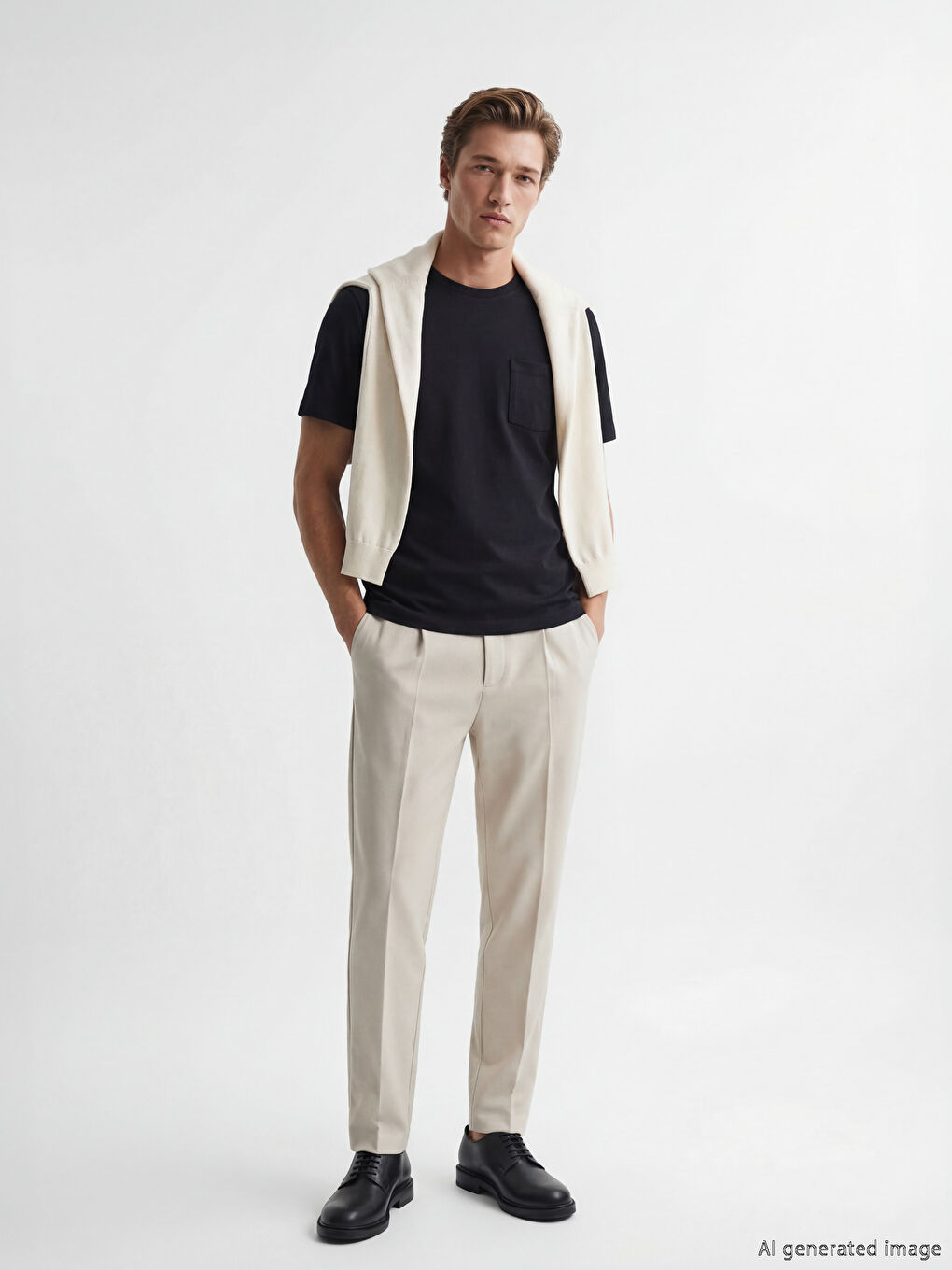 Siyah Bisiklet Yaka Erkek Tişört-1